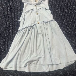 Kate Quinn Soft Blue Ruffle Button Dress